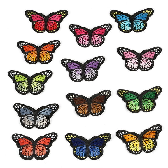 100pc Computerized Embroidery Cloth Iron on/Sew on Patches Costume Accessories Appliques Butterfly Mixed Color 46x78mm