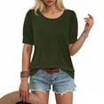 thumbnail image 2 of Byworldtasic Womens Spring Summer Tops Puff Short Sleeve Sweater Crewneck Knit Work Blouses Dressy Casual Trendy Shirts, 2 of 7