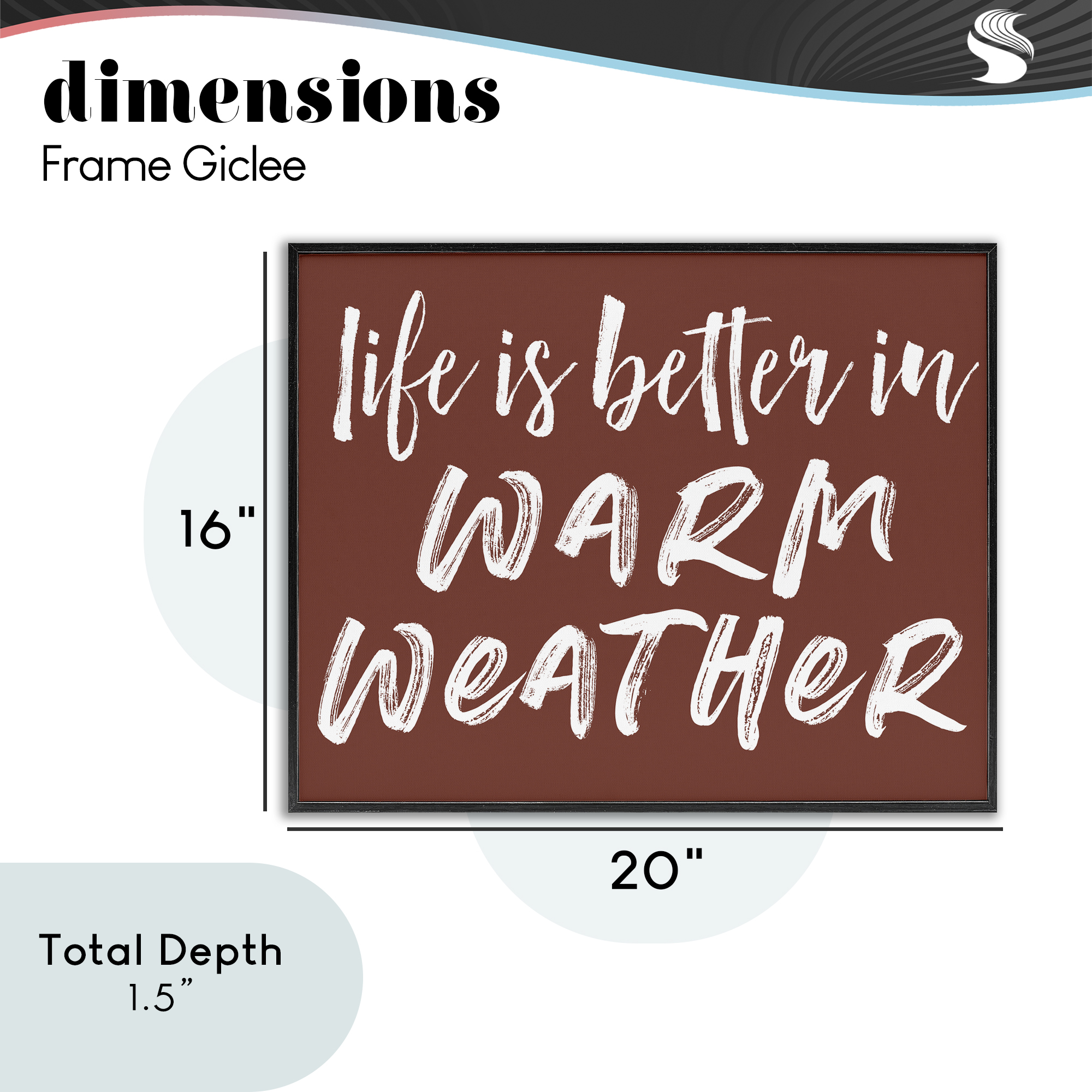 Life Is Better In Warm Weather Black Framed Giclee Art, design by Lettered and Lined