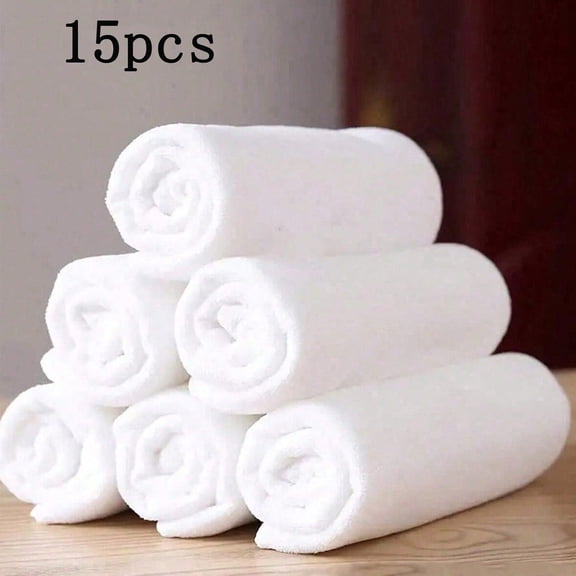 WSBArt 15 Pcs White Ultra-Fine Fiber Cleaning Towels Multipurpose Microfiber Cloths for Kitchen Bathroom Cars Glass and Surface Care