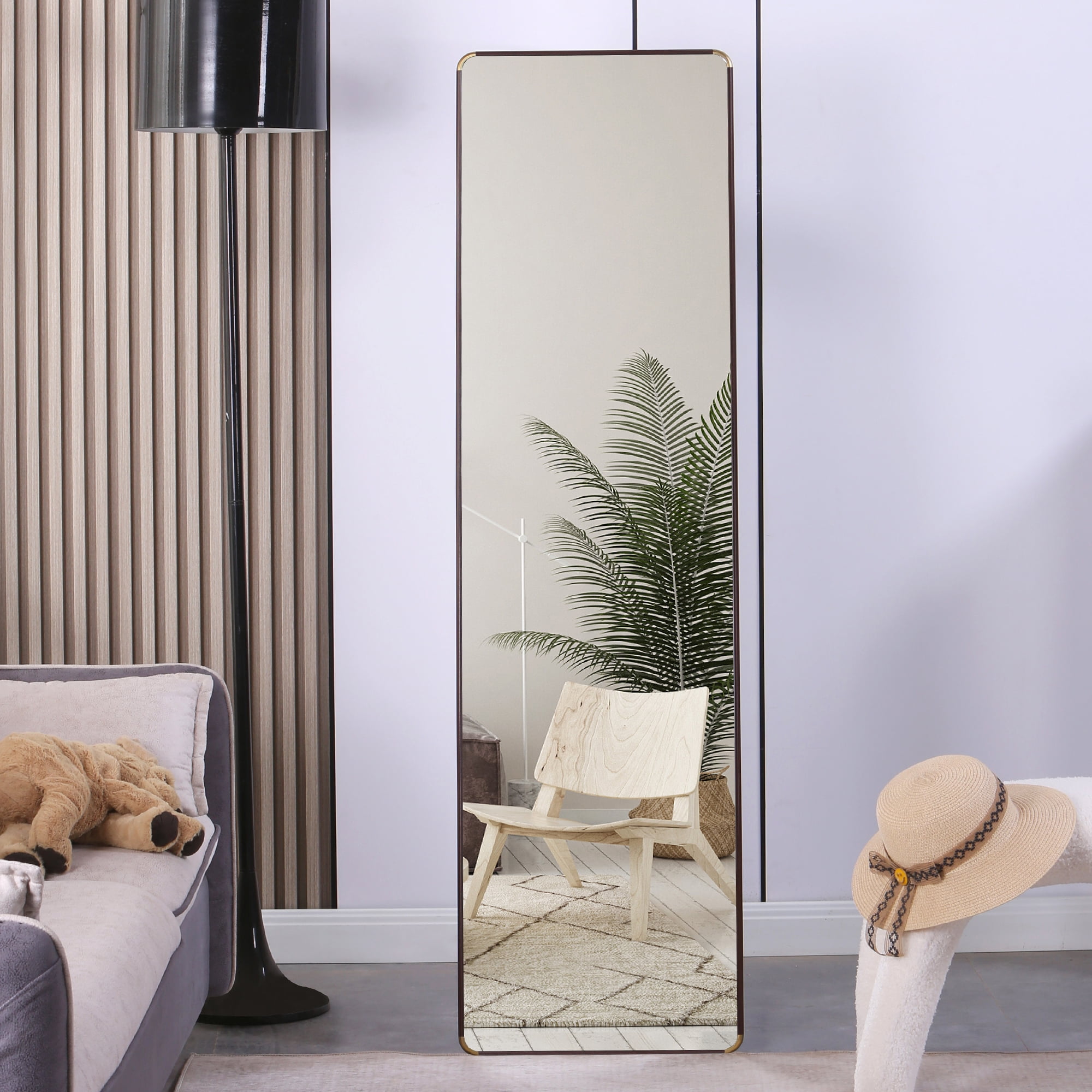 60"x 16.5" Full Length Mirror, Wall Mirror,Full Body Standing Mirror Floor Mirrors,Bathroom Makeup Mirror,Dark Brown