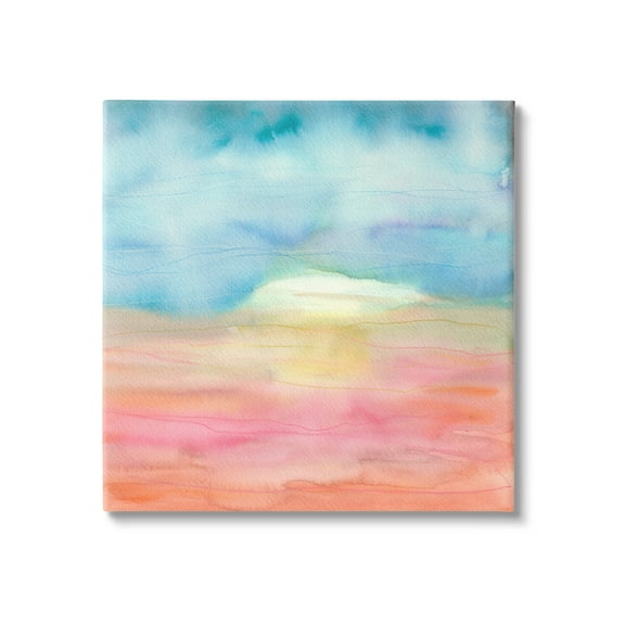 Stupell Industries Abstract Watercolor Landscape Sun Rising Horizon Sky Painting Gallery Wrapped Canvas Print Wall Art, Design by Elvira Errico