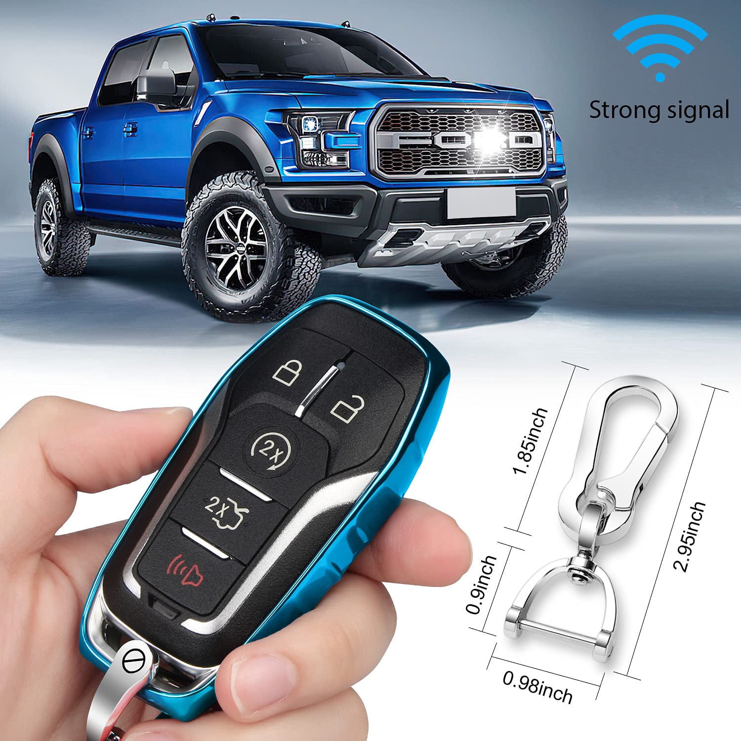 for Ford Key fob Cover,TPU Car Key Case Protector with Keychain Compatible with Ford Fusion F-150 Edge Explorer Mustang Lincoln MKZ MKC 2/3/4/5 Buttons Smart Key
