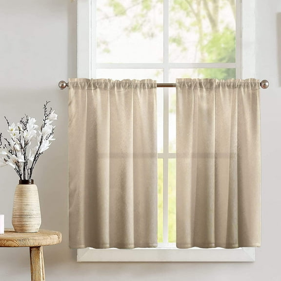 Shiny Satin Solid Café Tier Curtains Window Treatment Kitchen Home Décor