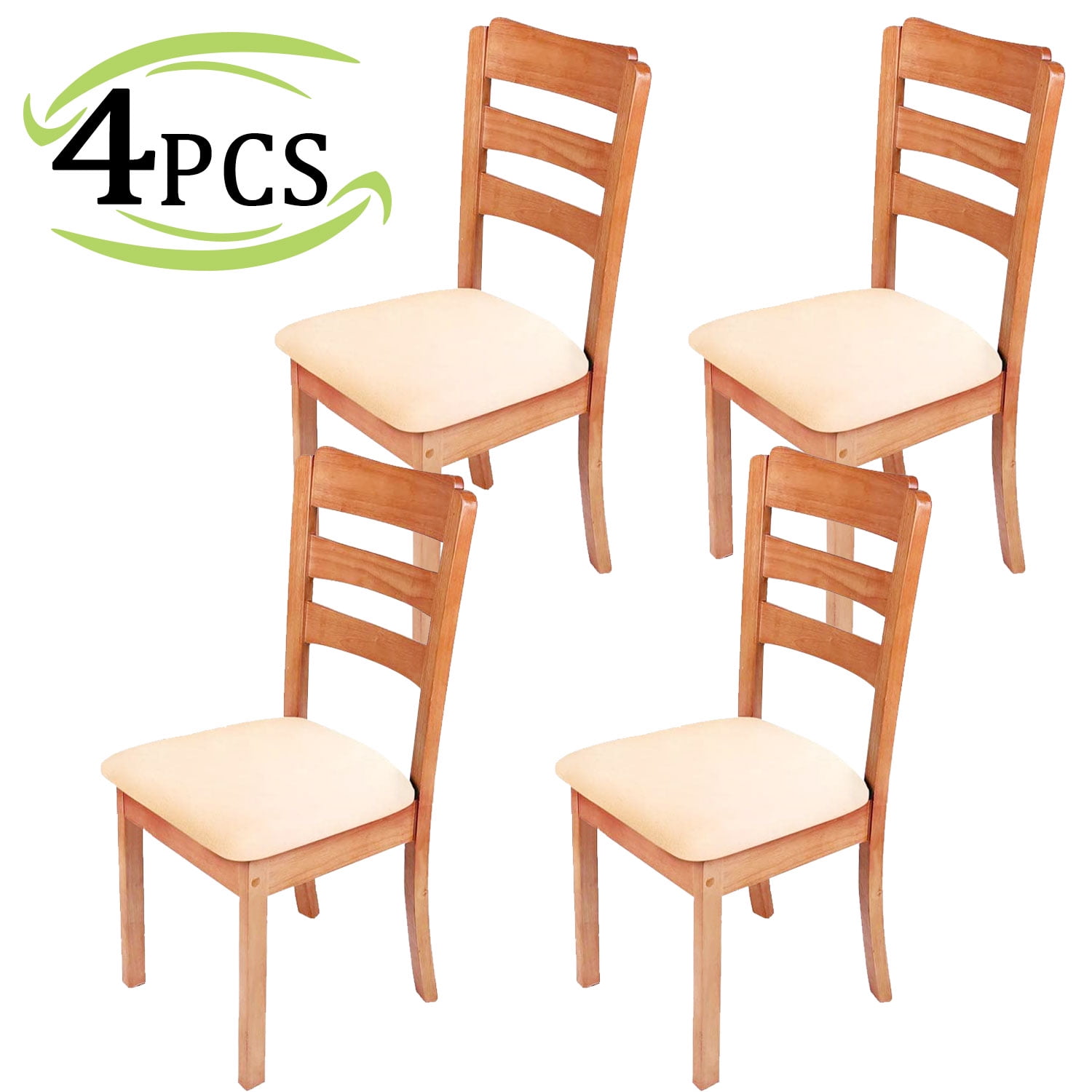 Howarmer Beige Chair Seat Covers, Stretch Dining Room Chair Covers, Removable Washable AntiDust