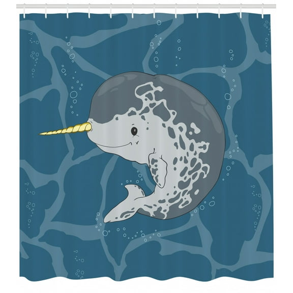 Ambesonne Narwhal Shower Curtain, Happy Arctic Mammal, 69"Wx75"L, Multicolor
