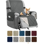 Sanmadrola Recliner Chair Cover Reversible Small Recliner Slipcover for Dogs Seat Width to 25 Inch Washable Couch Cover with Elastic Straps for Kids and Pets(Small Recliner, Grey)