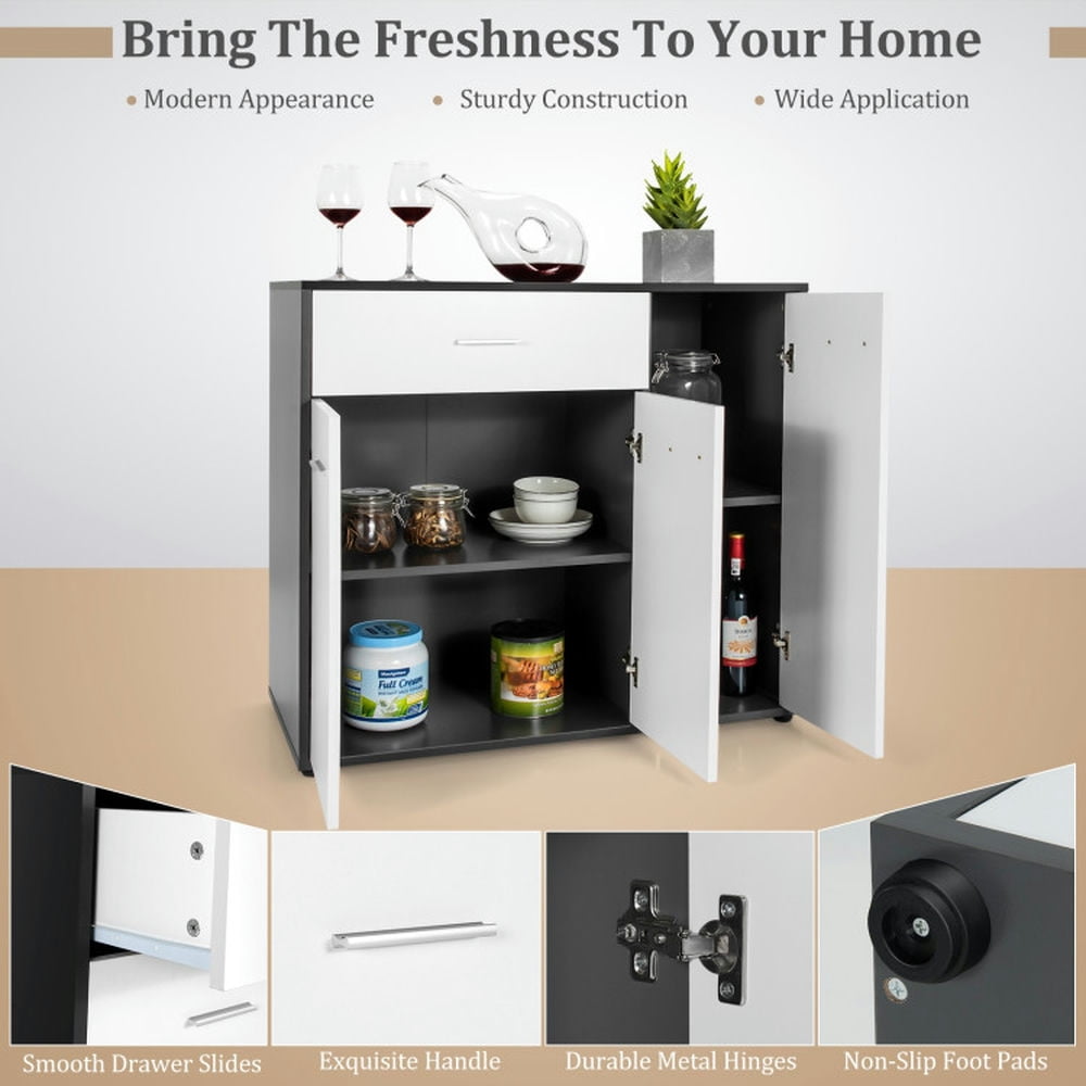 Finihen Kitchen Storage Cabinet, Buffet Sideboard, Buffet Sideboard Storage Cabinet with Spacious Table Top, for Dining Room, Kitchen, Living Room, White Finihen Kitchen Storage Cabinet, Buffet Sideboard, Buffet Sideboard Storage Cabinet with Spacious Table Top, for Dining Room, Kitchen, Living Room, White