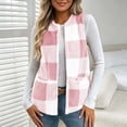 thumbnail image 5 of cocolona Womens Fleece Vest Crew Neck Open Front Sleeveless Jacket Fall Winter Loose Casual Plaid Outerwear, 5 of 7
