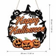 thumbnail image 3 of Halloween Wooden Door Hanger, Rustic Pumpkin Bat Ghost Themed Hanging Wall Plaque Sign,For Spooky Halloween Party Indoor Outdoor Home Front Door Porch Wall Holiday Decor (Rustic Pumpkin), 3 of 11