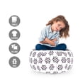 thumbnail image 2 of Floral Storage Toy Bag Chair, Repeated Pattern Flower Shaped Ornamental Motifs on Plain Background, Stuffed Animal Organizer Washable Bag, Large Size, White and Dark Purple, by Ambesonne, 2 of 3