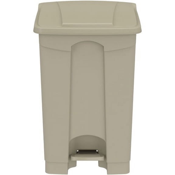 Safco Plastic Step-on Receptable 12 gal Capacity - Foot Pedal, Lightweight, Easy to Clean - 23.8" Height x 15.8" Width x 16" Depth - Plastic - Tan - 1 Carton