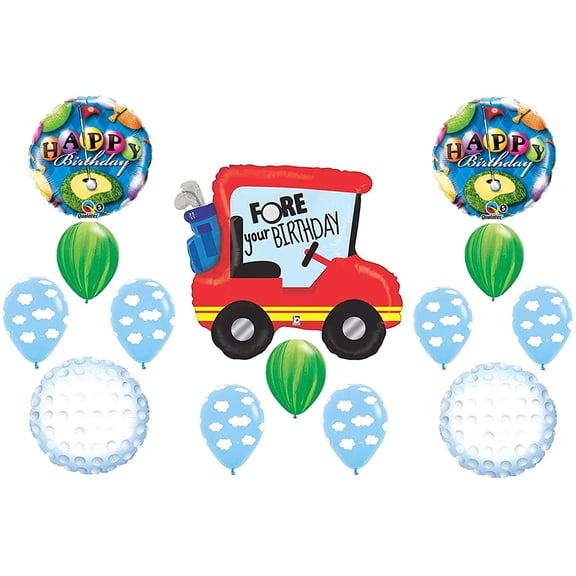 Golf Ball Fore Your Cart Birthday Party Balloons Set