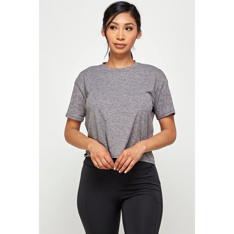 Women's yoga oversize crop-top T-shirt