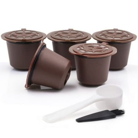 

5Pcs Stainless Steel Filter Reusable Coffee Capsules Pods +Spoon for Nespresso