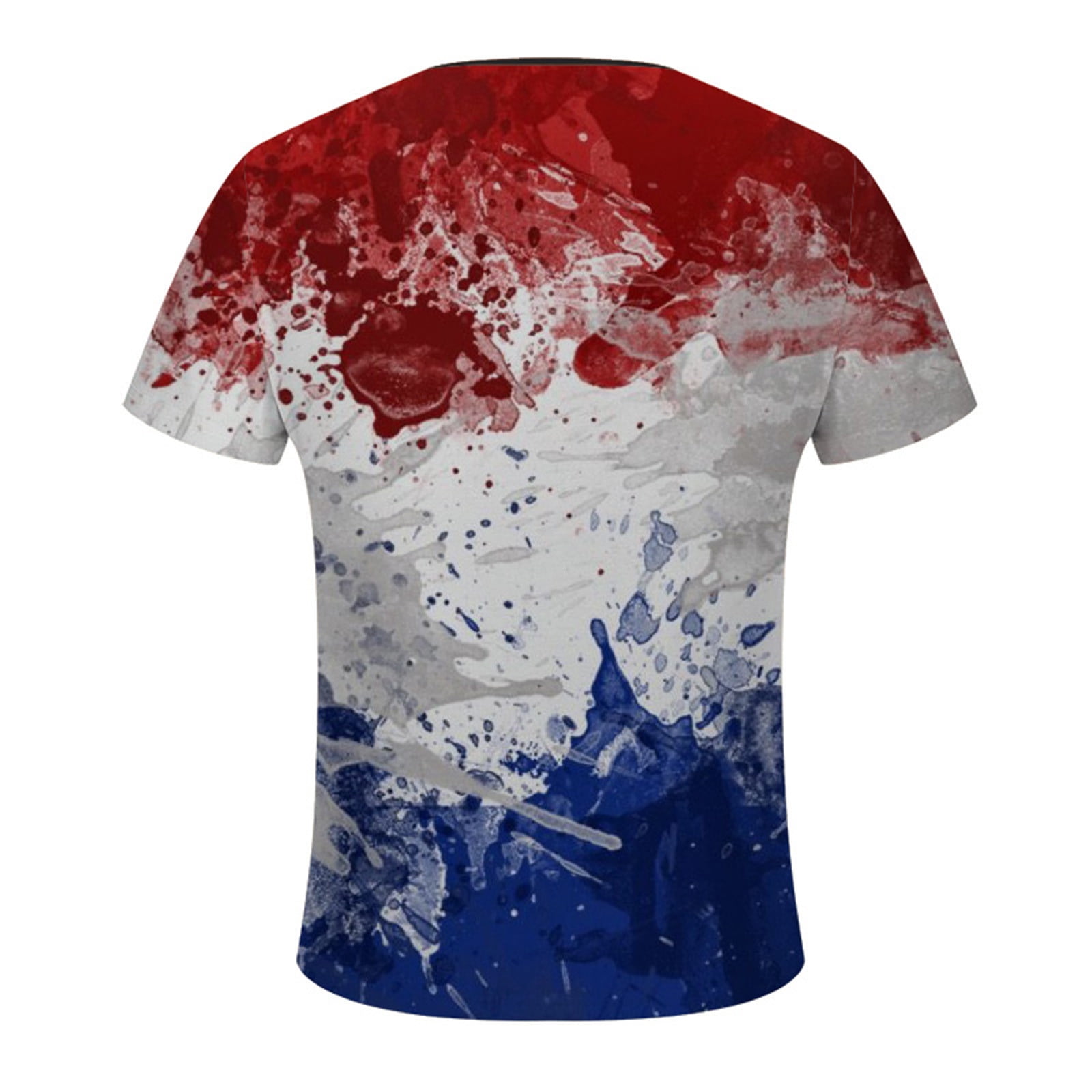 safuny Men's Slim Fit Tops Clearance Holiday Short Sleeve Shirts Round Neck Pullover Independence Day Usa Flag Print Tees Clothing Summer Fashion Gray M