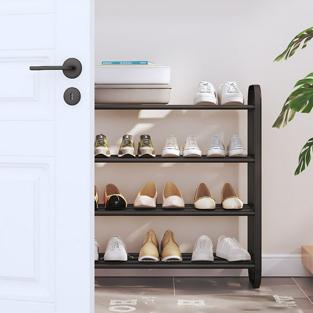 Boovnll Shoe Rack-Shoe Rack Storage Organizer With 4 Tiers Metal Shelves For Bedroom- Closet- Entry- Dorm Room