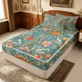 thumbnail image 2 of Erosebridal Teal Victorian Floral Zipper Twin Comforter Sets with Fitted Sheet and 2 Pillowcases for Women Girls, Mandala Leaf Print Zipper Bedding Set, Reversible, 4 Pieces, 2 of 7