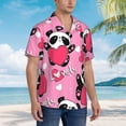 thumbnail image 5 of Bixox Men's Hawaiian Shirts Men's Panda Heart Valentine Pink Print Short-Sleeve Shirt-X-Large, 5 of 8