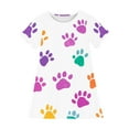thumbnail image 4 of Zpanxa Robes d'Été pour Filles Décontractées à Manches Courtes Col Rond Imprimé Robe en Polyester Spandex Blanc 3 Ans, 4 of 7