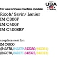 thumbnail image 2 of MADE IN USA TONER Compatible Replacement for Ricoh Savin Lanier IM C300F, IM C400F, IM C400SRF - Black, Cyan, Magenta, Yellow, 4 Pack High Yield Black 17,500 - Color 8,000 Pages, 2 of 7