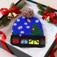 thumbnail image 1 of Gorro de Papá Noel con luces LED y pompón | Gorro navideño luminoso para adultos | Gorro de invierno de acrílico tejido con luces intermitentes para fiestas navideñas y eventos festivos, 1 of 6