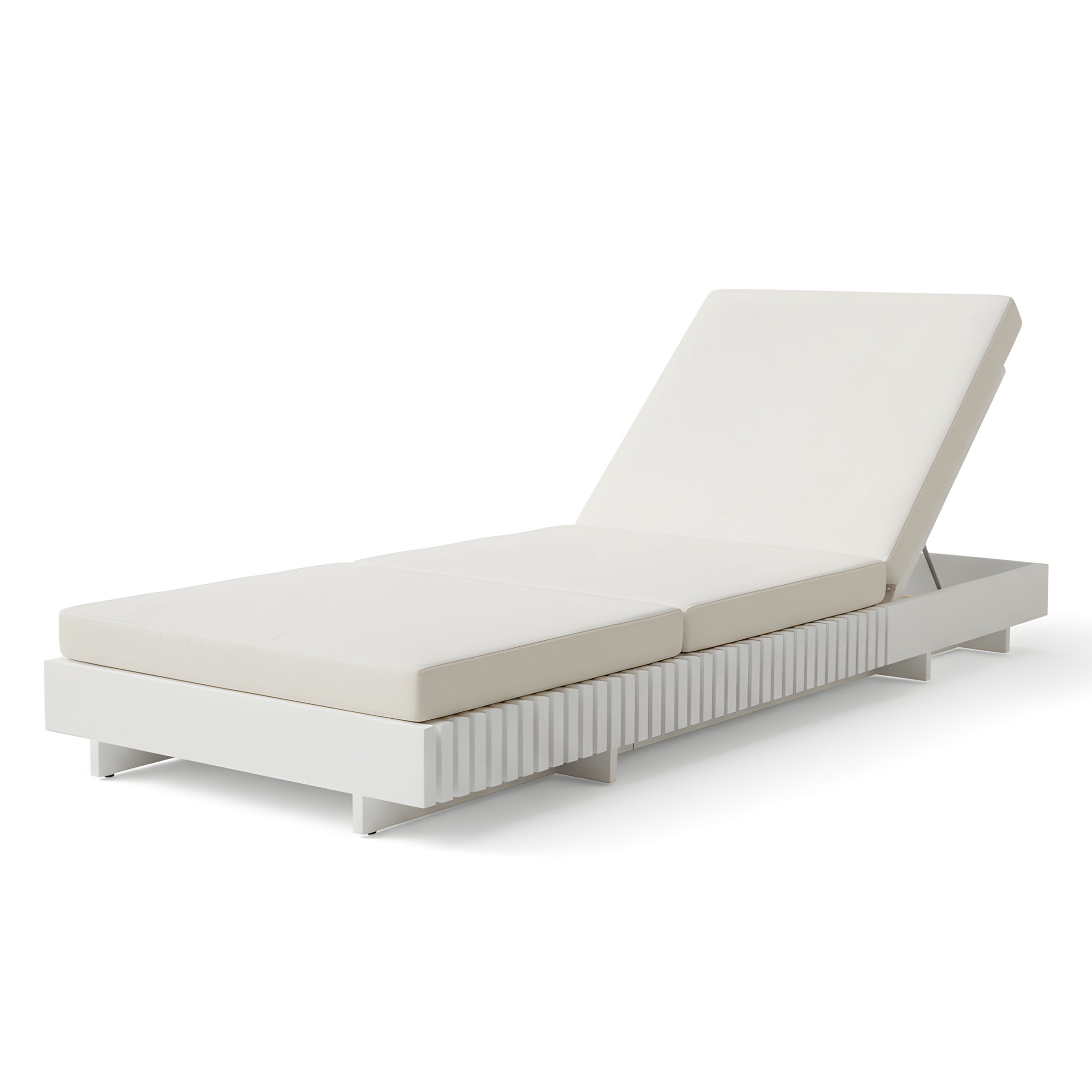 Christopher Knight Home Outdoor Chaise Lounge with 3-Fold Cushion, Adjustable Recliner, White + Cream