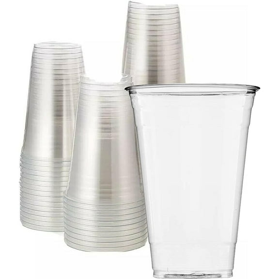 [24oz Crystal Clear PET Plastic Cups, Disposable Cold Cups (Case of 600)