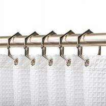 Utopia Alley Shower Hooks - Shower Curtain Rings for Bathroom - Rust Proof Shower Curtain Hooks for Shower Curtain or Liner - Set of 12, Brushed Nickel
