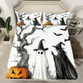 thumbnail image 2 of Manfei Magic Halloween Witch Full Size Sheets for Kids, Neon Orange Pumpkin Bed Sheets, Spooky Jungle Sheet Sets, Luxury Bedroom Decor, 4-Piece, 2 of 7