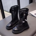 thumbnail image 6 of CAIXIA Girls Knee High Boots Riding Shoes Side Zipper Fashion Round Toe Comfortable Pu Leather Combat Boots Punk Goth Shoes School Shoes Waterproof Fall Winter Boot, 6 of 8