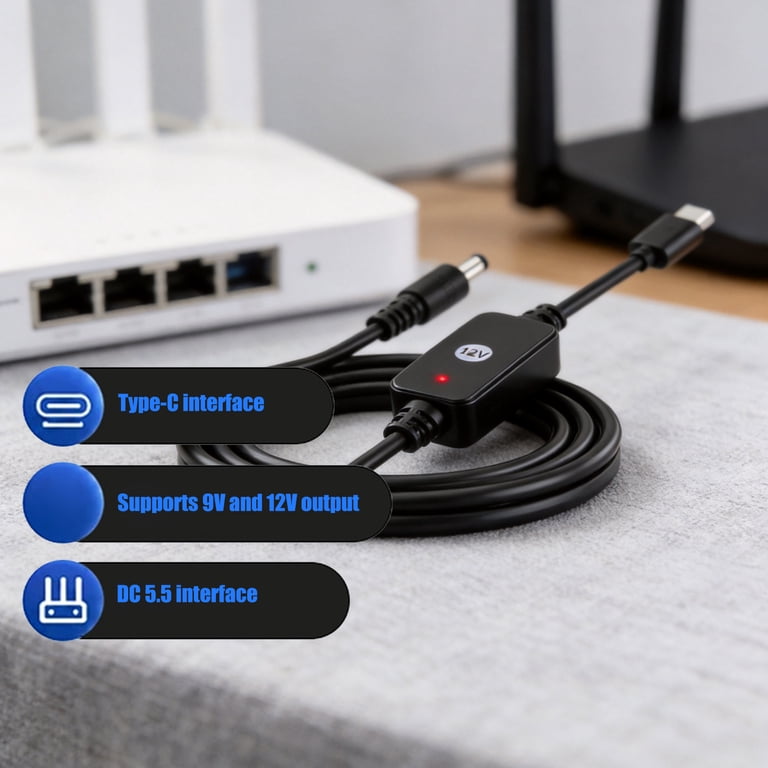 Male USB C to DC5521 Barrels Power Cable with Inline Module and Red ...