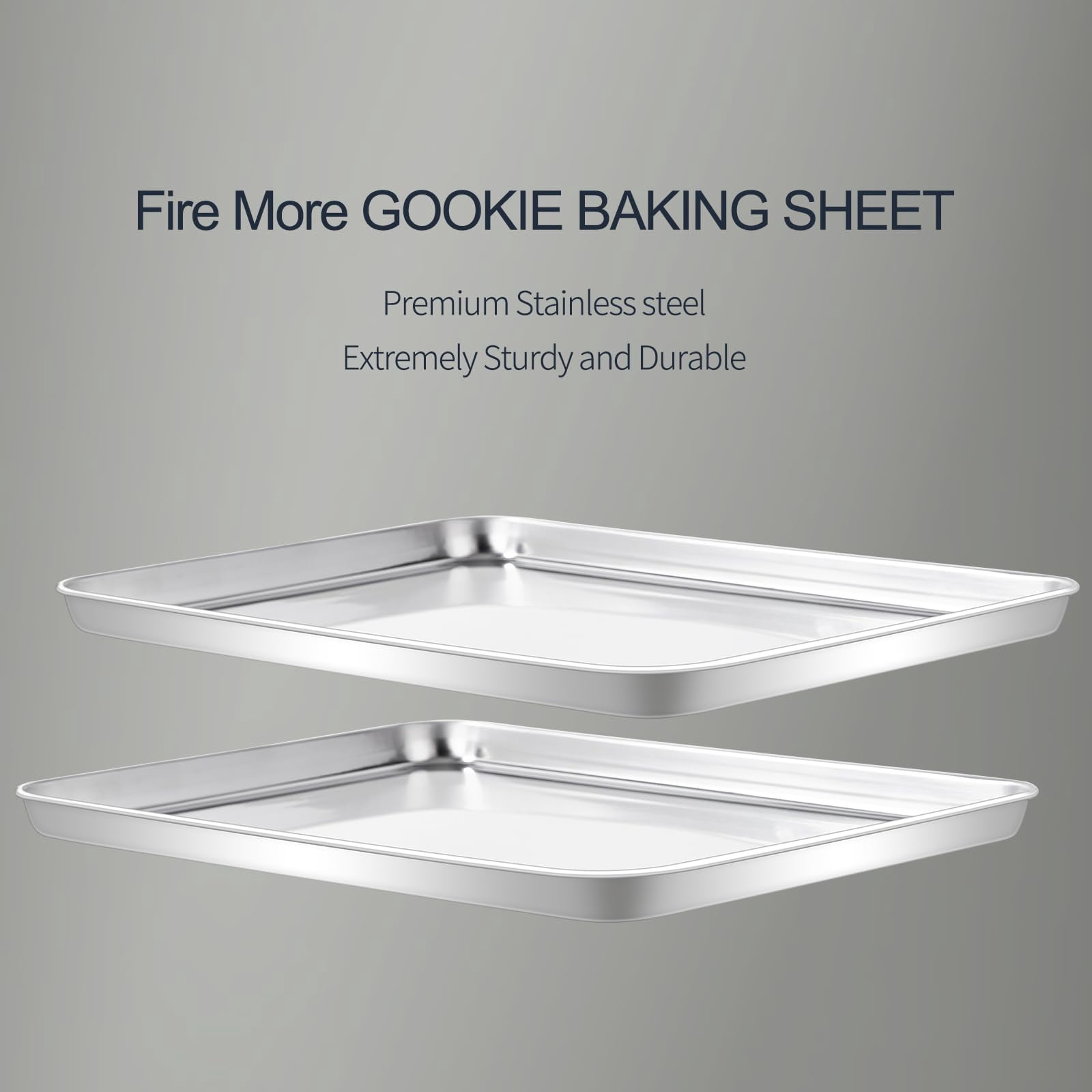 Stainless Steel Baking Sheet Set Of 2-16" X 12" 1" Heavy Duty Cookie Sheets For  Rust & Warp Resistant Oven Tray Non Dishwasher Safe Pans Cooking Roasting Broiling