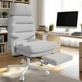 thumbnail image 6 of HomeZeer Ergonomic Cross-Legged Office Chair with Footrest & Headrest, Heavy Duty Executive Desk Chair with Flip-up Armrests, Corduroy Fabric Computer Criss Cross Chair for Home Office, Gray, 6 of 12