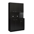 thumbnail image 6 of Tcbosik 70.87" Tall Wardrobe Kitchen Cabinet Sideboard Storage Buffet Cabinet High Gloss for Living Room, Modern Unit Cupboard Buffet Wooden Storage Display Cabinet with 6 Doors for Hallway（Black）, 6 of 9