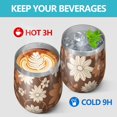 thumbnail image 4 of 12oz Stemless Wine Tumblers Brown Daisy Flower Floral Pattern Vacuum Insulated Stainless Steel Travel Tumbler Cups Mug with Lid and Straw for Champaign,Cocktail,Beer with Cleaning Brush, 4 of 5