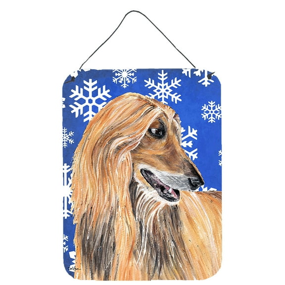 Afghan Hound Winter Snowflakes Holiday Wall or Door Hanging Prints