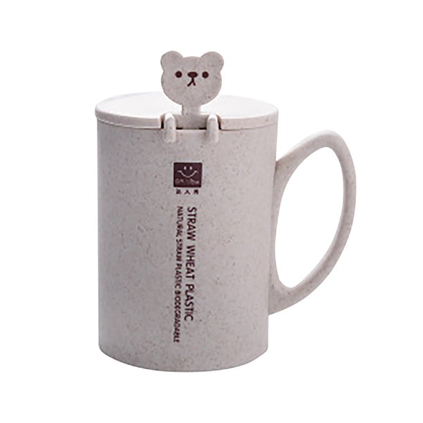 Taza de agua con tapa y cuchara para desayuno, cereales y café, dibujos animados, 1 ud.