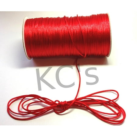 Rat Tail Cord 100 Yards 50 Yards - 2mm Red Satin Rattail Cord Chinese/china Knot Rat Tail Jewelry Braid 100% Polyester ()