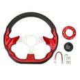 thumbnail image 2 of Car Steering Wheel, 13in PU Stylish Look Impact Proof Enhanced Grip Easy Installation Racing Steering Wheel with Aluminum Frame, for Universal Modification, 2 of 7