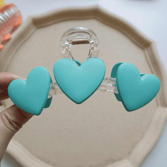 2 Pieces Hair Clips for Women Design Nonslip Hair Candy-Colored Love Grab Clip---Blue