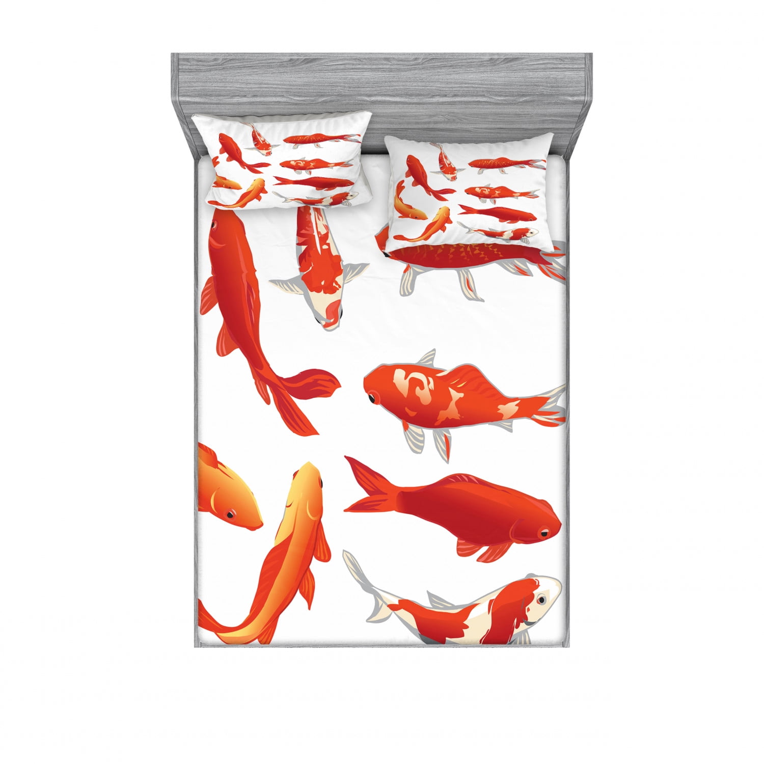 Koi Fish Bedding Set with Sheet & Covers, Koi Fish Band Chinese Fortune