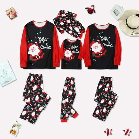 

LINMOUA Christmas Women Mom Christmas Printed Blouse Tops+Pants Xmas Family Clothes Pajamas