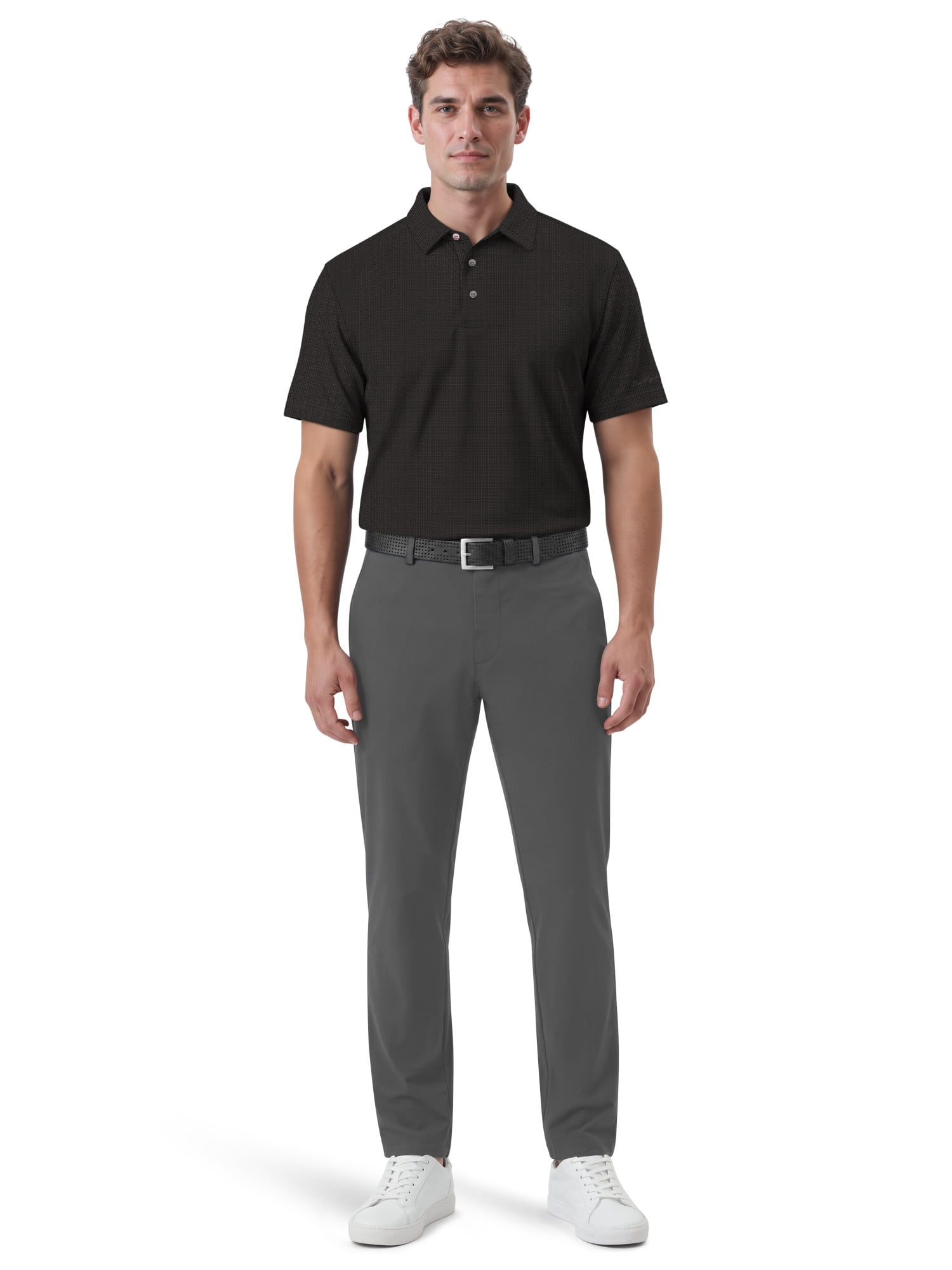 Ben Hogan Performance Men's & Big Men's Two-Color Jacquard Pattern Short Sleeve Golf Polo Shirt, Sizes S-4XLT