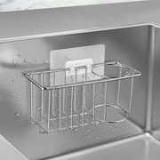 TSV 2-in-1 Sink Holder, Adhesive Rustproof Sponge Holder Kitchen Sink Organizer Basket for Sponges, Dish Brushes, Soap