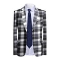 thumbnail image 4 of AZoiNM Men's Plaid Blazer Sport Coat, Black White Checkered Single Breasted Suit Jacket, Slim Fit Notch Lapel Casual Dress Jacket for Wedding Party Prom, 4 of 5