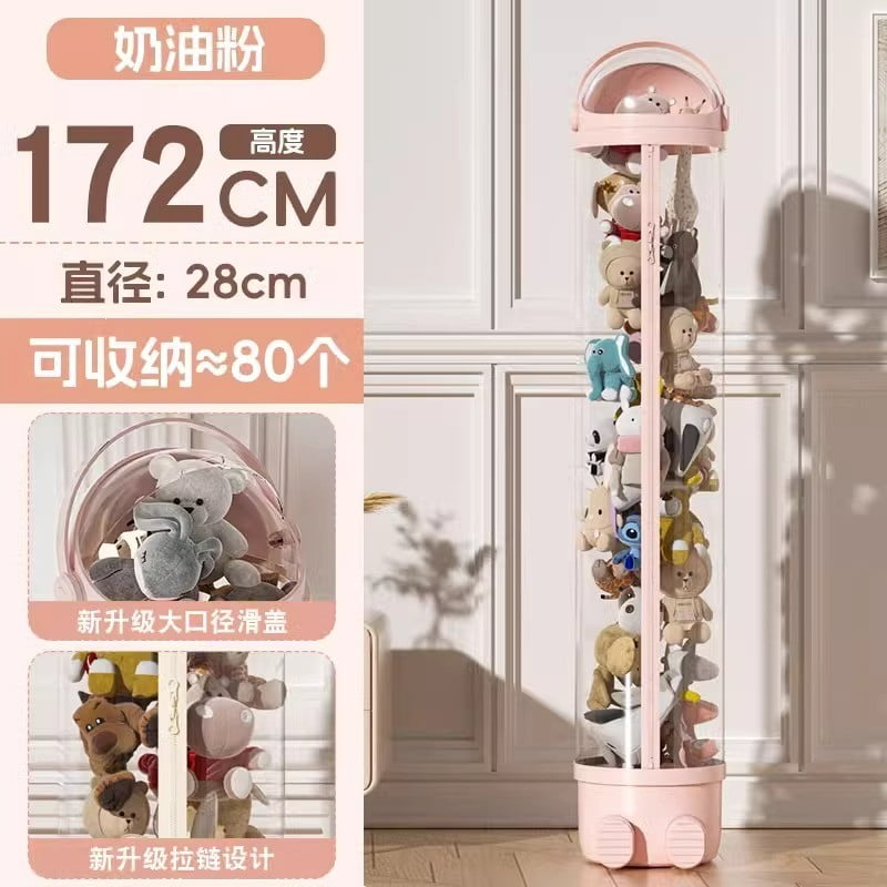Toy Storage Tube, 67.7 Inch Stuffed Animal Storage Tube with Button, Vertical Clear Storage Tube for Stuffed Animals, Suitable for Kids Toy Organizer Display, Toy Tower Storage - Clearance Sale