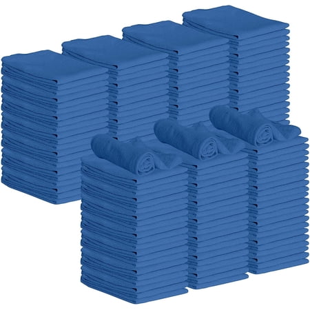 GREEN LIFESTYLE Blue Shop Towels 12x14, 150 Pack, 100% Cotton Super Absorbent & Durable Shop Rags, Reusable Shop Rags Bulk, Multipurpose Cleaning Towels for Automobiles, Industries, Garage and Home