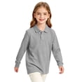 thumbnail image 7 of Girls Long Sleeve Polo Shirt School Uniform Casual Fall Comfy Smooth Knit Top Back to School Outfit, 7 of 7
