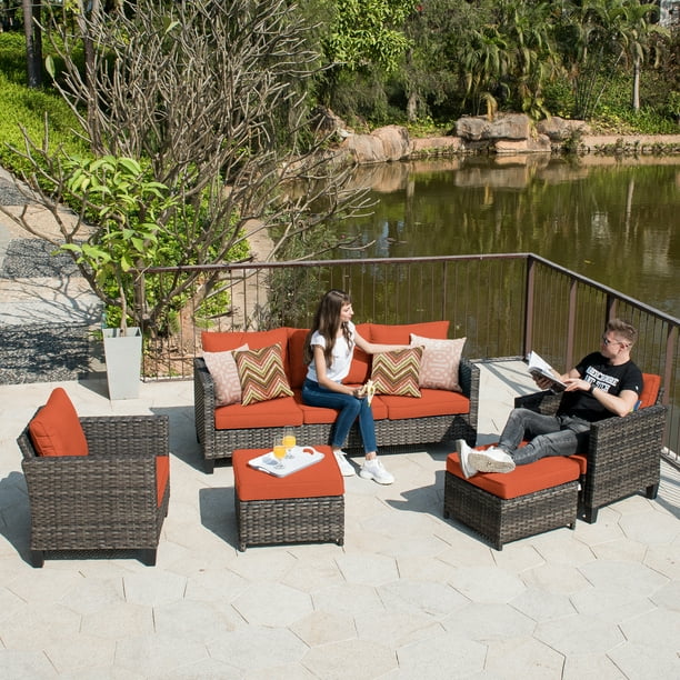 ovios Patio furnitue 5 Piece set, Outdoor Furniture Sets,Morden Wicker